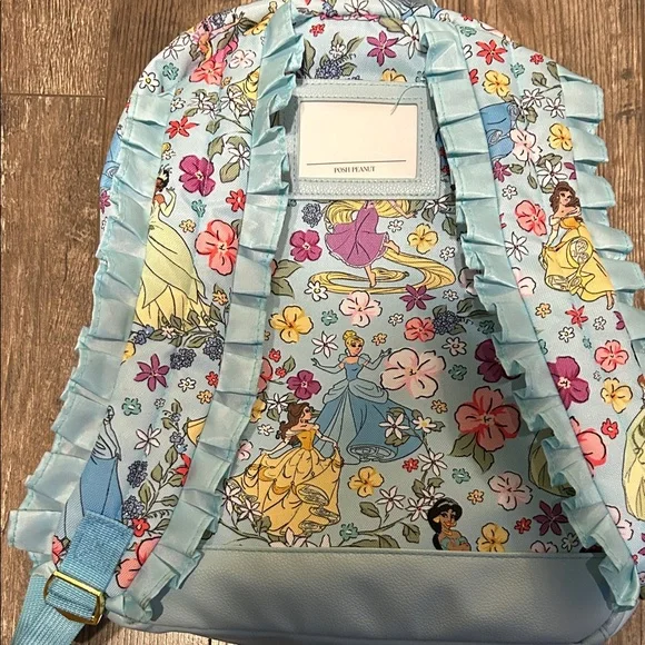Posh Peanut Disney Princess Floral Blue Kids Backpack - Picture 2 of 12